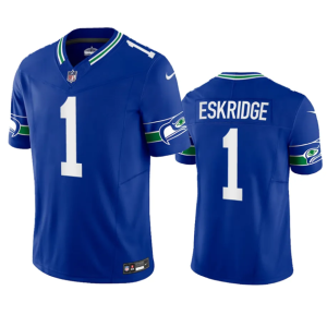 Men's Seattle Seahawks #1 Dee Eskridge Royal 2023 F.U.S.E. Vapor Limited Throwback Stitched Jersey - Custom Name
