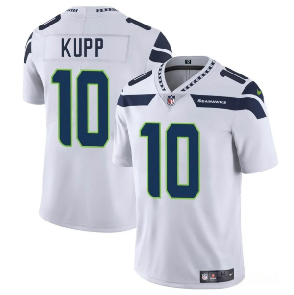 Men's Seattle Seahawks #10 Cooper Kupp White 2025 Vapor Limited Stitched Football Jersey - Custom Name