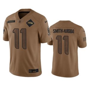 Men's Seattle Seahawks #11 Jaxon Smith-Njigba 2023 Brown Salute To Service Limited Stitched Football Jersey - Custom Name