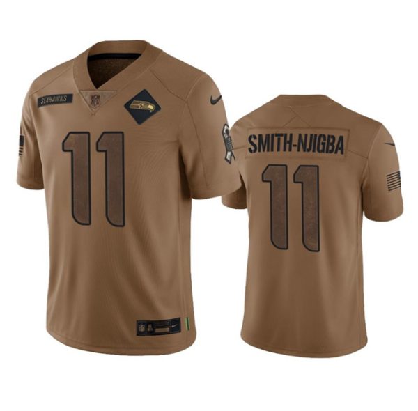Men's Seattle Seahawks #11 Jaxon Smith-Njigba 2023 Brown Salute To Service Limited Stitched Football Jersey - Custom Name