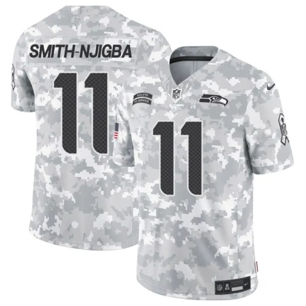 Men's Seattle Seahawks #11 Jaxon Smith-Njigba 2024 F.U.S.E Arctic Camo Salute to Service Limited Stitched Football Jersey - Custom Name