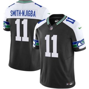 Men's Seattle Seahawks #11 Jaxon Smith-Njigba Black F.U.S.E. Vapor Throwback Limited Stitched Football Jersey - Custom Name