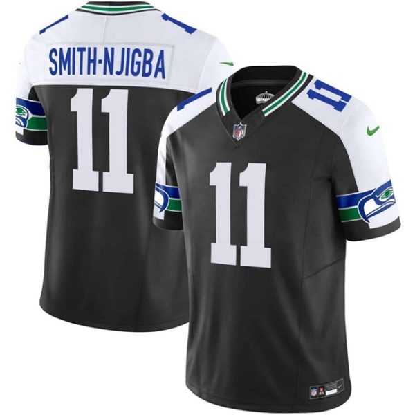 Men's Seattle Seahawks #11 Jaxon Smith-Njigba Black F.U.S.E. Vapor Throwback Limited Stitched Football Jersey - Custom Name