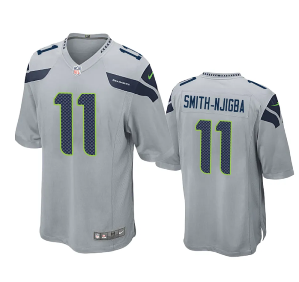 Men's Seattle Seahawks #11 Jaxon Smith-Njigba Grey Stitched Game Jersey - Custom Name