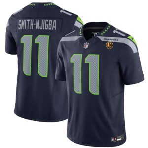 Men's Seattle Seahawks #11 Jaxon Smith-Njigba Navy 2023 F.U.S.E. With John Madden Patch Vapor Limited Stitched Football Jersey - Custom Name