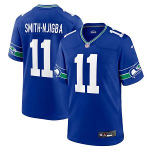 Men's Seattle Seahawks #11 Jaxon Smith-Njigba Royal Throwback Player Stitched Game Jersey - Custom Name