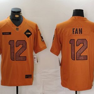 Men's Seattle Seahawks #12 Fan 2023 Brown Salute To Service Limited Stitched Football Jersey - Custom Name