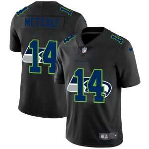 Men's Seattle Seahawks #14 D.K. Metcalf 2020 Black NFL Shadow Logo Limited Stitched Jersey - Custom Name