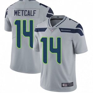 Men's Seattle Seahawks #14 D.K. Metcalf Gray NFL Vapor Untouchable Limited Stitched Jersey - Custom Name
