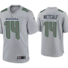 Men's Seattle Seahawks #14 D.K. Metcalf Grey Atmosphere Fashion Stitched Game Jersey - Custom Name
