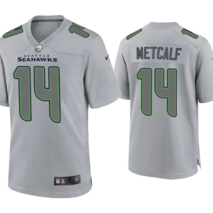 Men's Seattle Seahawks #14 D.K. Metcalf Grey Atmosphere Fashion Stitched Game Jersey - Custom Name