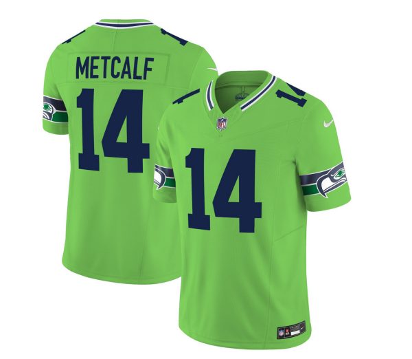 Men's Seattle Seahawks #14 DK Metcalf 2023 F.U.S.E. Green Limited Stitched Football Jersey - Custom Name