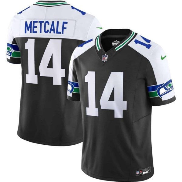 Men's Seattle Seahawks #14 DK Metcalf Black 2023 F.U.S.E. Vapor Throwback Limited Stitched Football Jersey - Custom Name