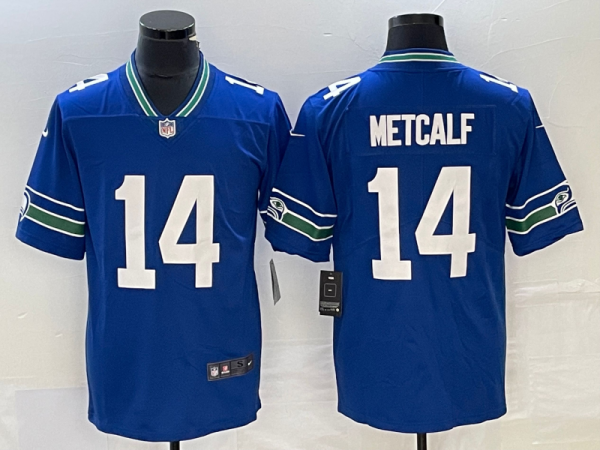 Men's Seattle Seahawks #14 DK Metcalf Royal Vapor Untouchable Limited Stitched Football Jersey - Custom Name