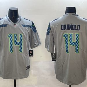 Men's Seattle Seahawks #14 Sam Darnold Grey 2025 Vapor Limited Stitched Football Jersey - Custom Name