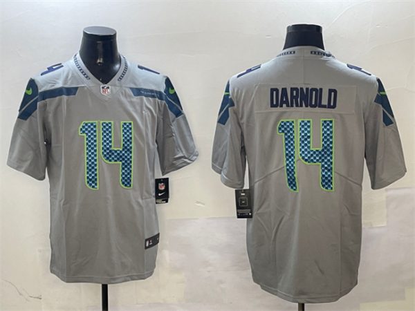 Men's Seattle Seahawks #14 Sam Darnold Grey 2025 Vapor Limited Stitched Football Jersey - Custom Name