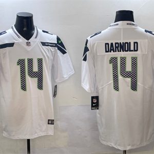 Men's Seattle Seahawks #14 Sam Darnold White 2025 Vapor Limited Stitched Football Jersey - Custom Name