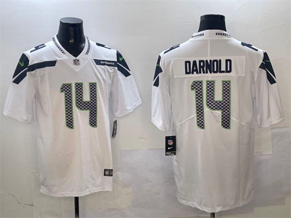 Men's Seattle Seahawks #14 Sam Darnold White 2025 Vapor Limited Stitched Football Jersey - Custom Name