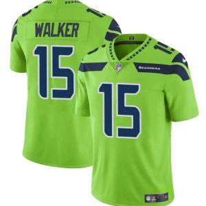 Men's Seattle Seahawks #15 P.J. Walker Green Vapor Limited Stitched Football Jersey- Custom Name