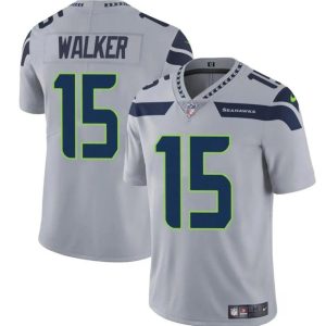 Men's Seattle Seahawks #15 P.J. Walker Grey Vapor Limited Stitched Football Jersey - Custom Name