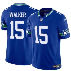 Men's Seattle Seahawks #15 P.J. Walker Royal 2024 F.U.S.E Throwback Vapor Limited Stitched Football Jersey - Custom Name