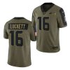 Men's Seattle Seahawks #16 Tyler Lockett 2021 Olive Salute To Service Limited Stitched Jersey - Custom Name