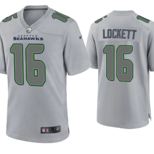 Men's Seattle Seahawks #16 Tyler Lockett Grey Atmosphere Fashion Stitched Game Jersey - Custom Name