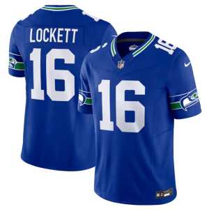 Men's Seattle Seahawks #16 Tyler Lockett Royal 2023 F.U.S.E. Vapor Limited Throwback Stitched Jersey - Custom Name