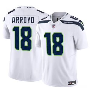 Men's Seattle Seahawks #18 Elijah Arroyo White 2025 Draft F.U.S.E. Vapor Limited Stitched Football Jersey - Custom Name