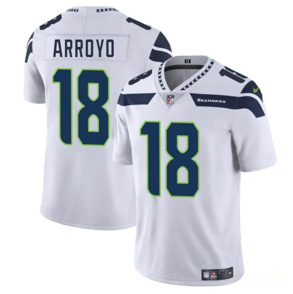 Men's Seattle Seahawks #18 Elijah Arroyo White 2025 Draft Vapor Limited Stitched Football Jersey - Custom Name