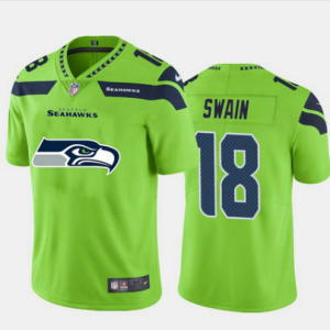 Men's Seattle Seahawks #18 Freddie Swain Green 2020 Team Big Logo Limited Stitched Jersey - Custom Name