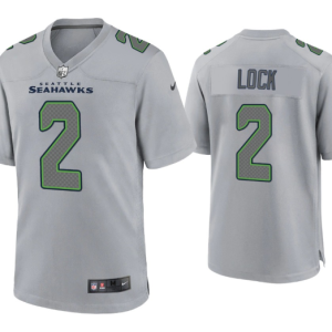 Men's Seattle Seahawks #2 Drew Lock Grey Atmosphere Fashion Stitched Game Jersey - Custom Name