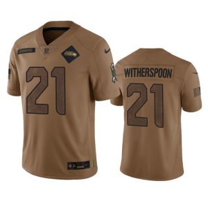 Men's Seattle Seahawks #21 Devon Witherspoon 2023 Brown Salute To Service Limited Stitched Football Jersey - Custom Name