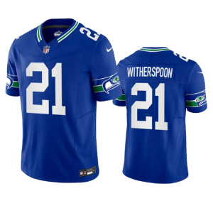 Men's Seattle Seahawks #21 Devon Witherspoon Royal 2023 F.U.S.E. Vapor Limited Throwback Stitched Jersey - Custom Name