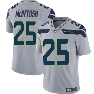 Men's Seattle Seahawks #25 Kenny McIntosh Grey Vapor Limited Stitched Football Jersey - Custom Name
