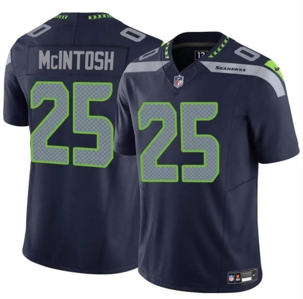 Men's Seattle Seahawks #25 Kenny McIntosh Navy 2024 F.U.S.E Vapor Limited Stitched Football Jersey - Custom Name