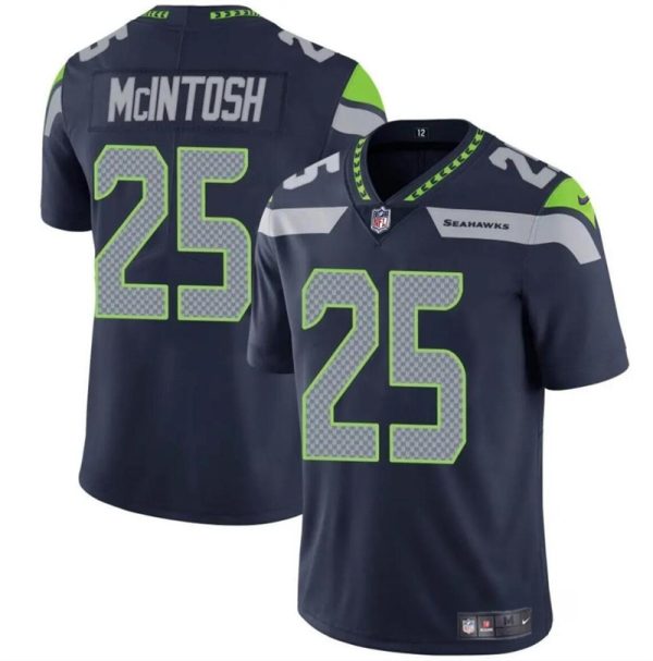 Men's Seattle Seahawks #25 Kenny McIntosh Navy Vapor Limited Stitched Football Jersey - Custom Name