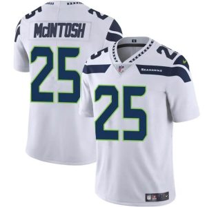 Men's Seattle Seahawks #25 Kenny McIntosh White Vapor Limited Stitched Football Jersey - Custom Name