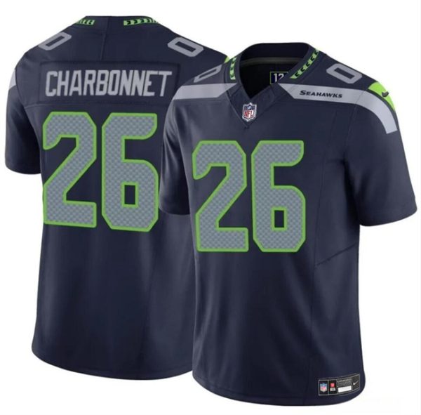 Men's Seattle Seahawks #26 Zach Charbonnet Navy 2024 F.U.S.E Vapor Limited Stitched Football Jersey - Custom Name