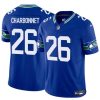 Men's Seattle Seahawks #26 Zach Charbonnet Royal 2024 F.U.S.E Throwback Vapor Limited Stitched Football Jersey - Custom Name