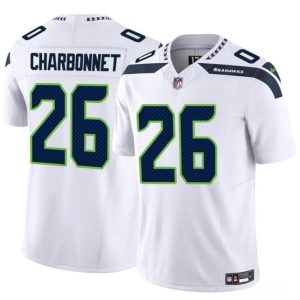 Men's Seattle Seahawks #26 Zach Charbonnet White 2024 F.U.S.E Vapor Limited Stitched Football Jersey - Custom Name