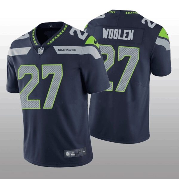 Men's Seattle Seahawks #27 Tariq Woolen Navy Vapor Untouchable Stitched Football Jersey - Custom Name
