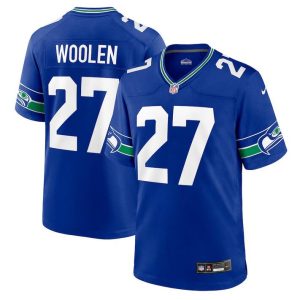 Men's Seattle Seahawks #27 Tariq Woolen Royal Throwback Player Stitched Game Jersey - Custom Name