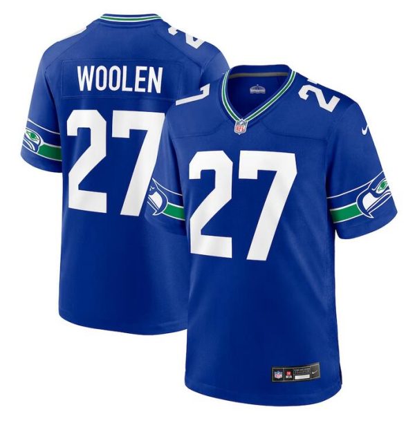 Men's Seattle Seahawks #27 Tariq Woolen Royal Throwback Player Stitched Game Jersey - Custom Name