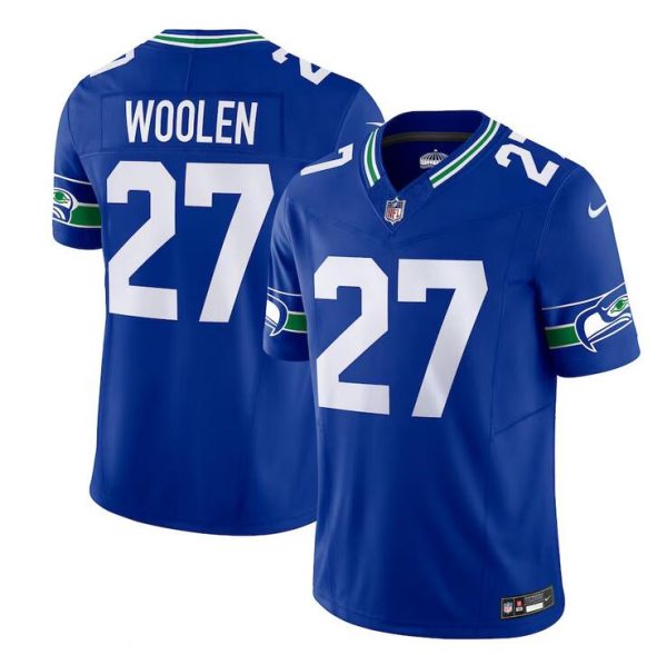 Men's Seattle Seahawks #27 Tariq Woolen Royal Throwback Vapor F.U.S.E. Limited Stitched Football Jersey - Custom Name