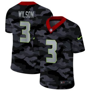 Men's Seattle Seahawks #3 Russell Wilson 2020 Camo Limited Stitched Jersey - Custom Name