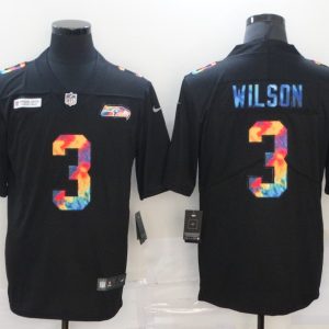 Men's Seattle Seahawks #3 Russell Wilson Black NFL 2020 Crucial Catch Limited Stitched Jersey - Custom Name