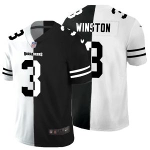 Men's Seattle Seahawks #3 Russell Wilson Black & White NFL Split Limited Stitched Jersey - Custom Name