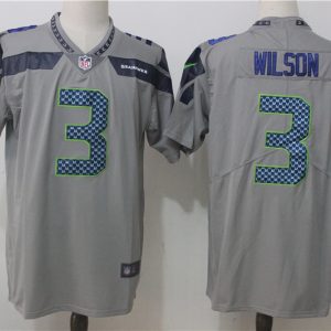 Men's Seattle Seahawks #3 Russell Wilson Gray Stitched NFL Vapor Untouchable Limited jersey - Custom Name