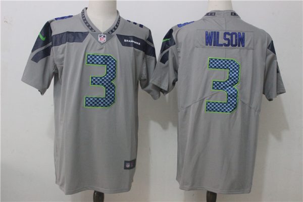 Men's Seattle Seahawks #3 Russell Wilson Gray Stitched NFL Vapor Untouchable Limited jersey - Custom Name